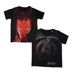Marvel by Wear Your Mind Boys Pack of 2 Black Printed Round Neck T-shirts-picture-30