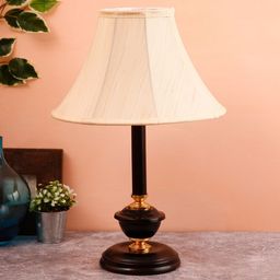 Devansh Off-White & Black Solid Bedside Standard Table Lamp with Shade-4