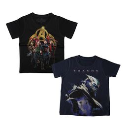 Marvel by Wear Your Mind Boys Pack Of 2 Black Printed Round Neck T-shirts-picture-34