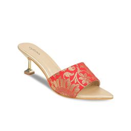 VALIOSAA Women Red Woven Design Heels-7