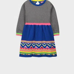 Cherry Crumble Girls Grey Solid Fit and Flare Dress-image-56