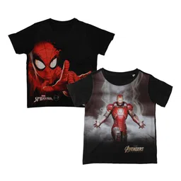 Marvel by Wear Your Mind Boys Pack of 2 Black Spiderman Printed Round Neck T-shirts-image-87
