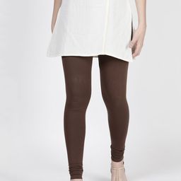TWIN BIRDS Women Brown Solid Churidar-Length Mocha Bean Leggings-image-68