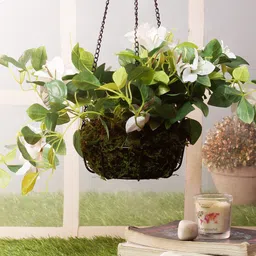 PolliNation White Artificial Bougainvillea Creeper Plant With Hanging Pot-38