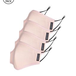 FLYING BERRY Unisex Pink Pack Of 4 Solid 3-Ply Reusable Anti Pollution Linen N95 Masks-75