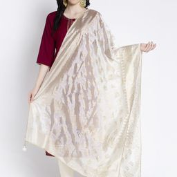 Clora Creation Women Off-White & Gold-Toned Printed Dupatta-20