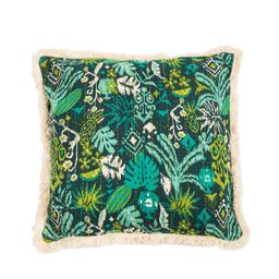 Chumbak Green & Blue Single Floral Square Cushion Cover-15