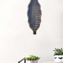 Art Street Blue Textured Leaf Wall Plate Decor-36