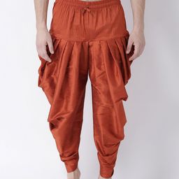 DEYANN Men Rust Orange Solid Dhoti-picture-1
