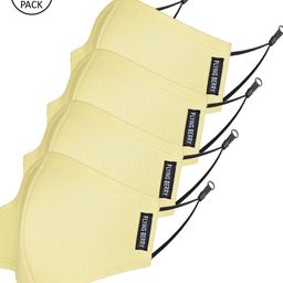 FLYING BERRY Pack Of 4 Yellow Solid 3-Ply Reusable Anti Pollution Linen N95 Masks-image-96