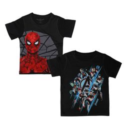 Marvel by Wear Your Mind Boys Black Avengers Spiderman Printed Round Neck Cotton T-shirt Pack of 2-image-34