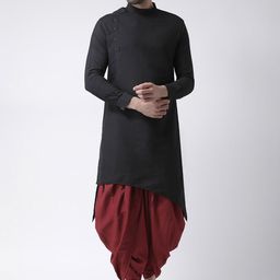 KISAH Men Black & Maroon Solid Kurta with Patiala-52