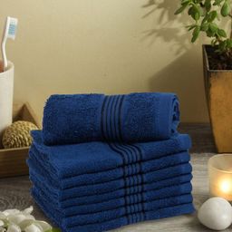 BIANCA Navy Blue Set of 8 Solid 380 GSM Cotton Face Towels-10