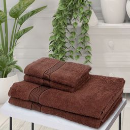 BIANCA Unisex Set Of 6 Brown Solid 380 GSM Pure Cotton Super-Soft Terry Towels-19
