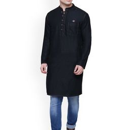Kuons Avenue Men Black Solid Straight Kurta-picture-35