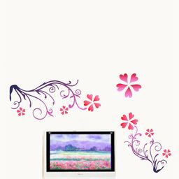 rawpockets Pink Floral Art PVC Vinyl Wall Stickers-image-134