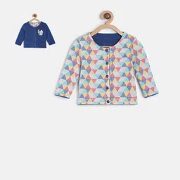 MINI KLUB Girls Blue Solid Reversible Tailored Jacket-image-46