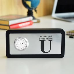Archies Black Rectangle Printed 19.8 x 9.6 cm Analogue Table Clock-47