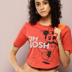 Kook N Keech Mickey Mouse Printed Crop T-shirt-image-44