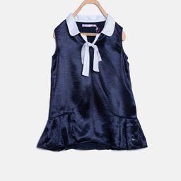 ELLE Girls Navy Blue Solid A-Line Top-image-63
