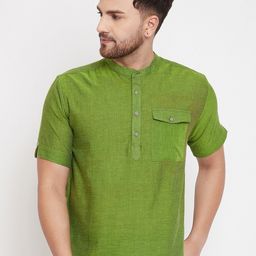 even Men Green Solid Straight Kurta-image-91