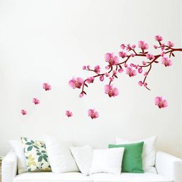rawpockets Pink Blossom Flowers Tree PVC Vinyl Wall Stickers-35