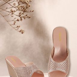 Metro Gold-Toned Embellished Wedge Sandals-37