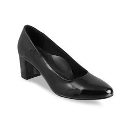 Metro Women Black Solid Block Heeled Pumps-50