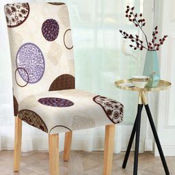 Cortina Beige Printed Chair Cover-31
