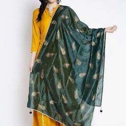 Clora Creation Women Green & Gold-Coloured Printed Dupatta-picture-46