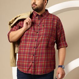 Sztori Plus Size Pure Cotton Checked Casual Shirt-image-79