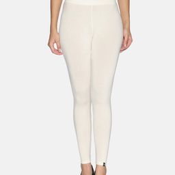 TWIN BIRDS Plus Size Women Off-White Solid Ankle Length Legging-image-77