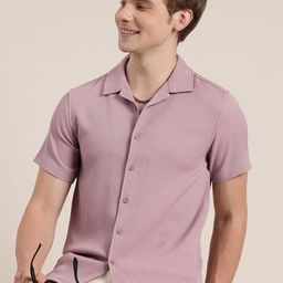 HERE&NOW Textured Self Design Casual Shirt-image-98