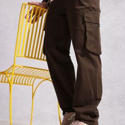 WROGN Men Pure Cotton Loose Fit Cargos Trousers-image-53
