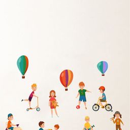 rawpockets Multicolour Kids Playing Activities Wall Stickers-image-115