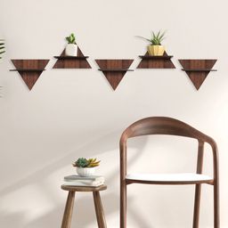 RANDOM Set of 5 Coffee Brown MDF Basic Wall Shelves-57
