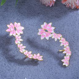 Estele Gold-Plated Floral Ear Cuff Earrings-image-80