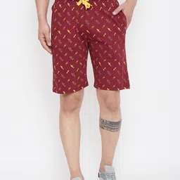 Adobe Men Burgundy Printed Regular Shorts-image-41
