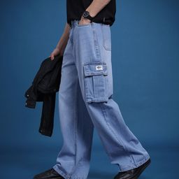 Roadster Men Loose Bootcut Pure Cotton Cargo Style Jeans-picture-42