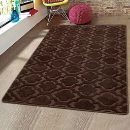 Saral Home Brown Solid Microfiber Anti-Skid Carpet-image-3
