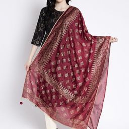 Clora Creation Women Maroon & Gold-Coloured Printed Dupatta-picture-50
