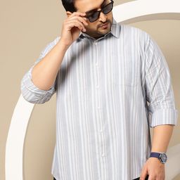 Sztori Plus Size Premium Striped Pure Cotton Casual Shirt-image-34