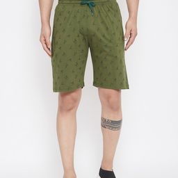 Adobe Men Olive Green Printed Regular Fit Shorts-image-14