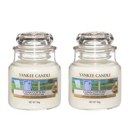 YANKEE CANDLE Set of 2 White Classic Jar Clean Cotton Scented Candles-74