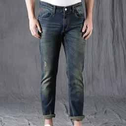 WROGN Men Blue Slim Fit Mid-Rise Mildly Distress Stretchable Jeans-picture-12
