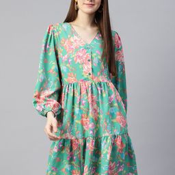 plusS Green & Pink Floral Dress-picture-21