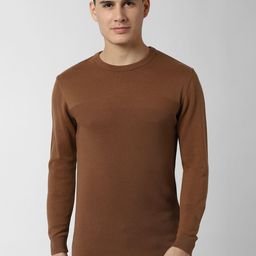 Peter England Casuals Men Brown Solid Pullover Sweater-picture-12