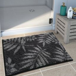 Athom Trendz Set of 2 Grey Patterned Anti Slip Bath Rugs-3