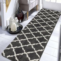 Saral Home Grey & White Trellis Design Anti-Skid Floor Runner-26