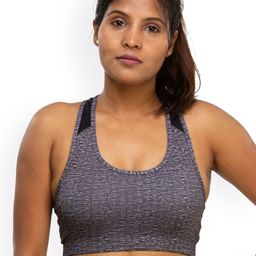 Domyos by Decathlon Women Black & Grey Low Support Padded Sports Bra-picture-14